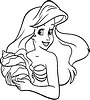 dla dziewczyn kolorowanka do wydruku z bajki Disney Mała Syrenka Ariel - syrenka z olbrzymią muszelką, dla dziewczynek